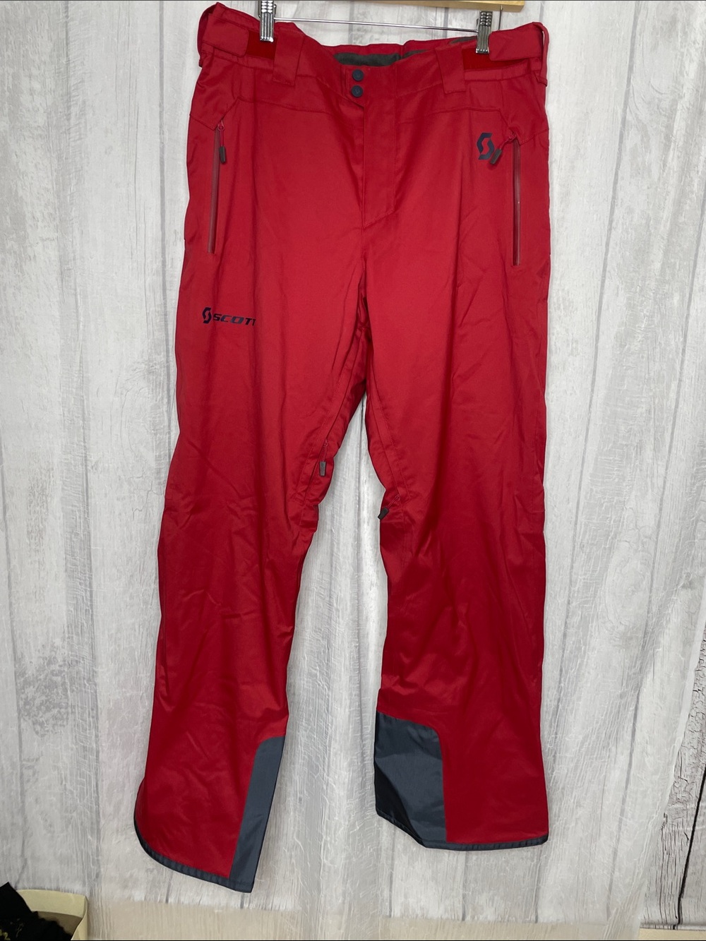 Scott Men's Red Ski Pants with Gray Reinforced Cuffs